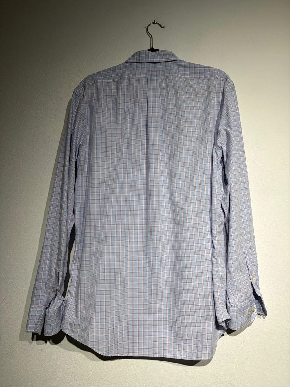 Banana Republic Non-Iron Classic Fit Blue Red Windowpane Dress Shirt Size L
